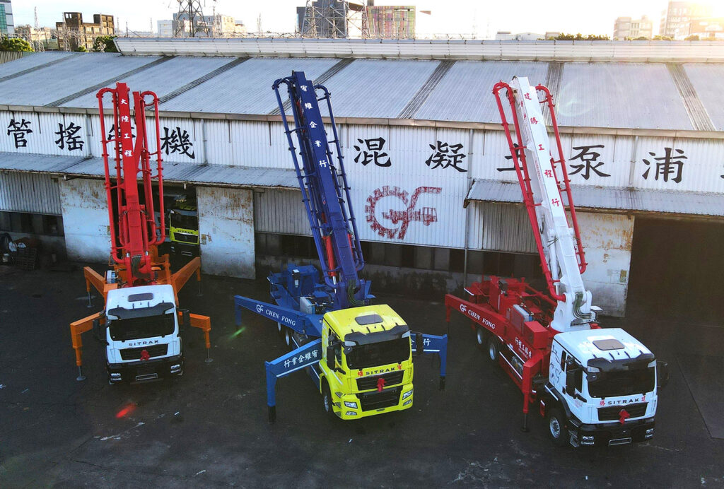 正豐機械混凝土泵浦車與相關機具產品陣容