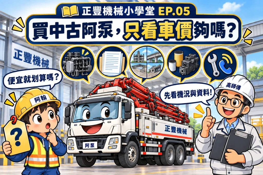 阿翰拿中古車價牌向高師傅詢問，高師傅以保養資料說明中古泵浦車不能只比較購車價格。